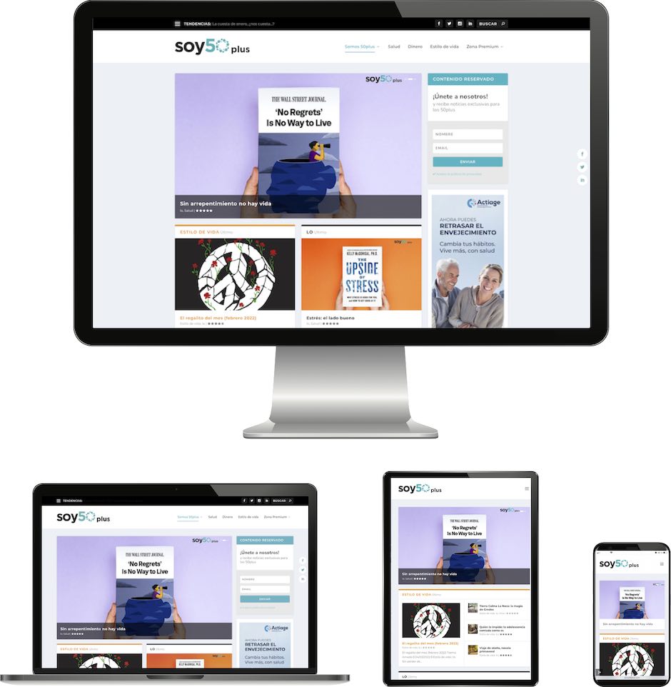 Diseño web de soy50plus, diseño web agencia ideas web creativas